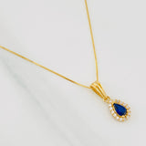 Set Cadena Veneciana + Dije Halo Lágrima / 1.6g / 16 in Oro Amarillo 18K