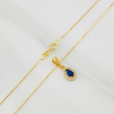 Set Cadena Veneciana + Dije Halo Lágrima / 1.6g / 16 in Oro Amarillo 18K