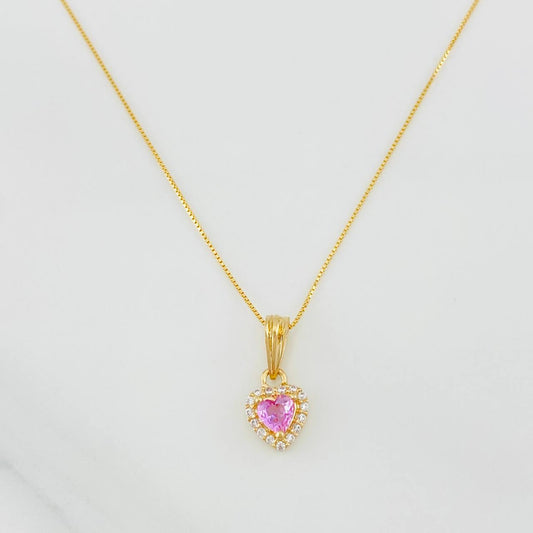 Set Cadena Veneciana + Dije Halo Corazón / 1.75g / 16 in Oro Amarillo 18K