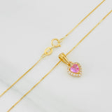Set Cadena Veneciana + Dije Halo Corazón / 1.75g / 16 in Oro Amarillo 18K