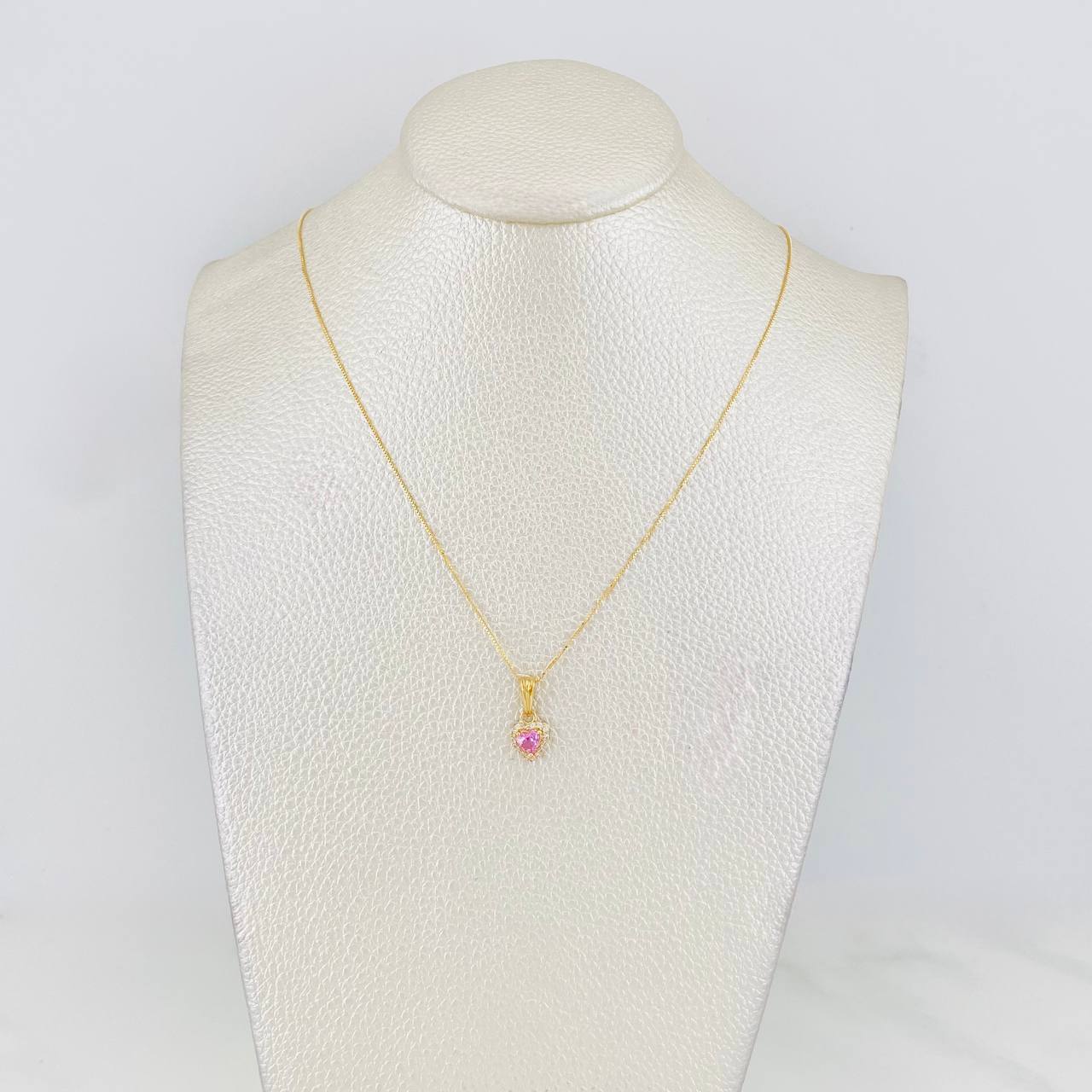 Set Cadena Veneciana + Dije Halo Corazón / 1.75g / 16 in Oro Amarillo 18K