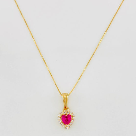 Set Cadena Veneciana + Dije Halo Corazón / 1.7g / 16 in Oro Amarillo 18K