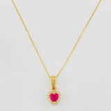 Set Cadena Veneciana + Dije Halo Corazón / 1.7g / 16 in Oro Amarillo 18K