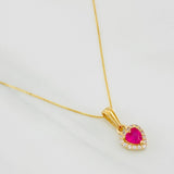 Set Cadena Veneciana + Dije Halo Corazón / 1.7g / 16 in Oro Amarillo 18K