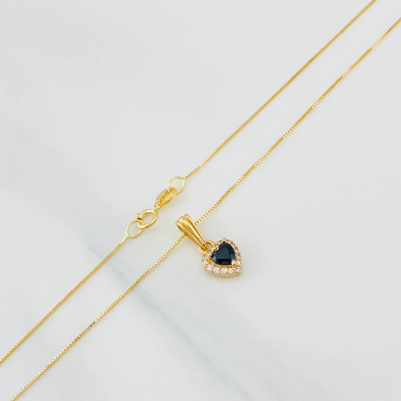 Venetian Chain Set + Heart Halo Pendant / 1.8g / 16 in 18K Yellow Gold
