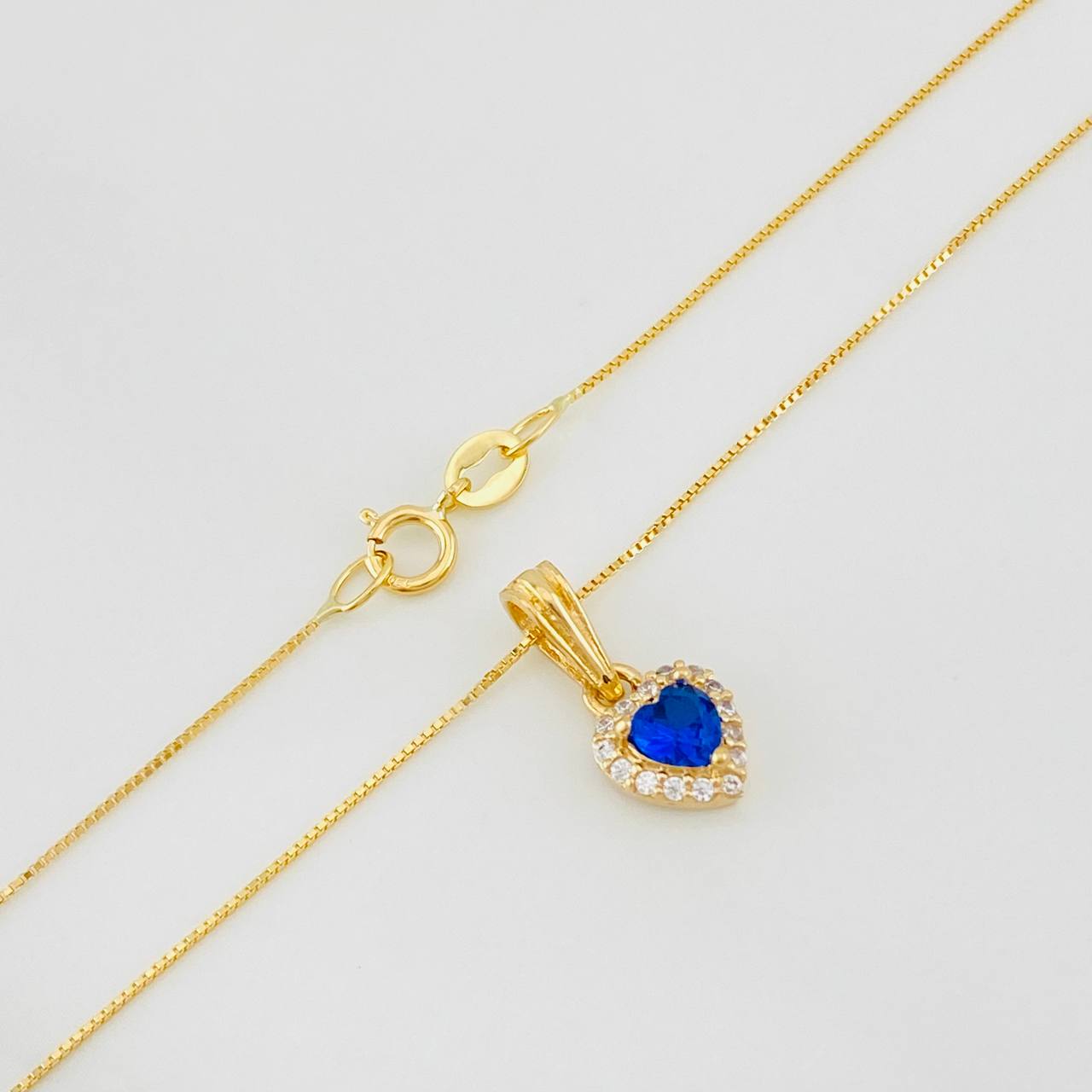 Venetian Chain Set + Heart Halo Pendant / 1.8g / 16 in 18K Yellow Gold