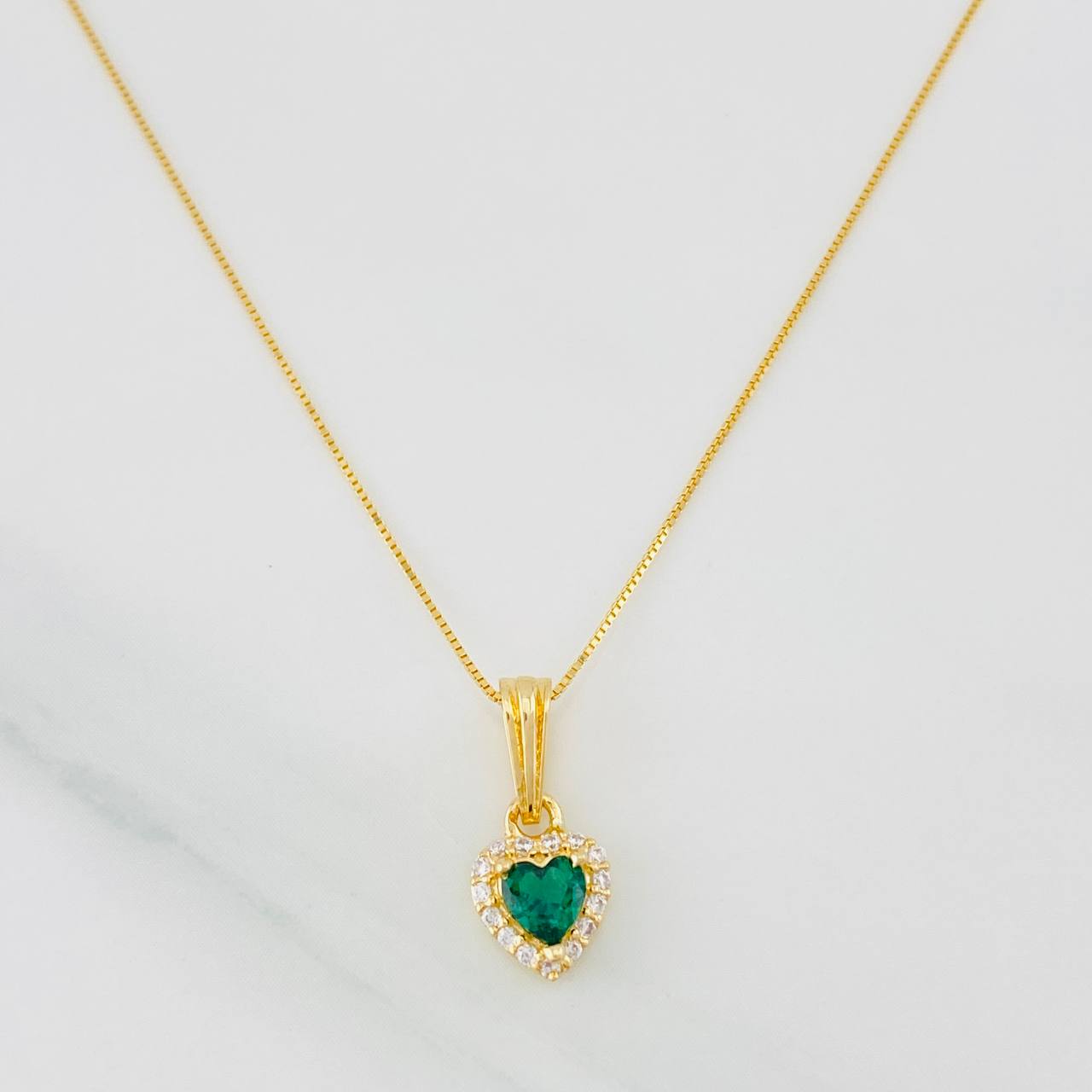Set Cadena Veneciana + Dije Halo Corazón / 1.8g / 16 in Oro Amarillo 18K