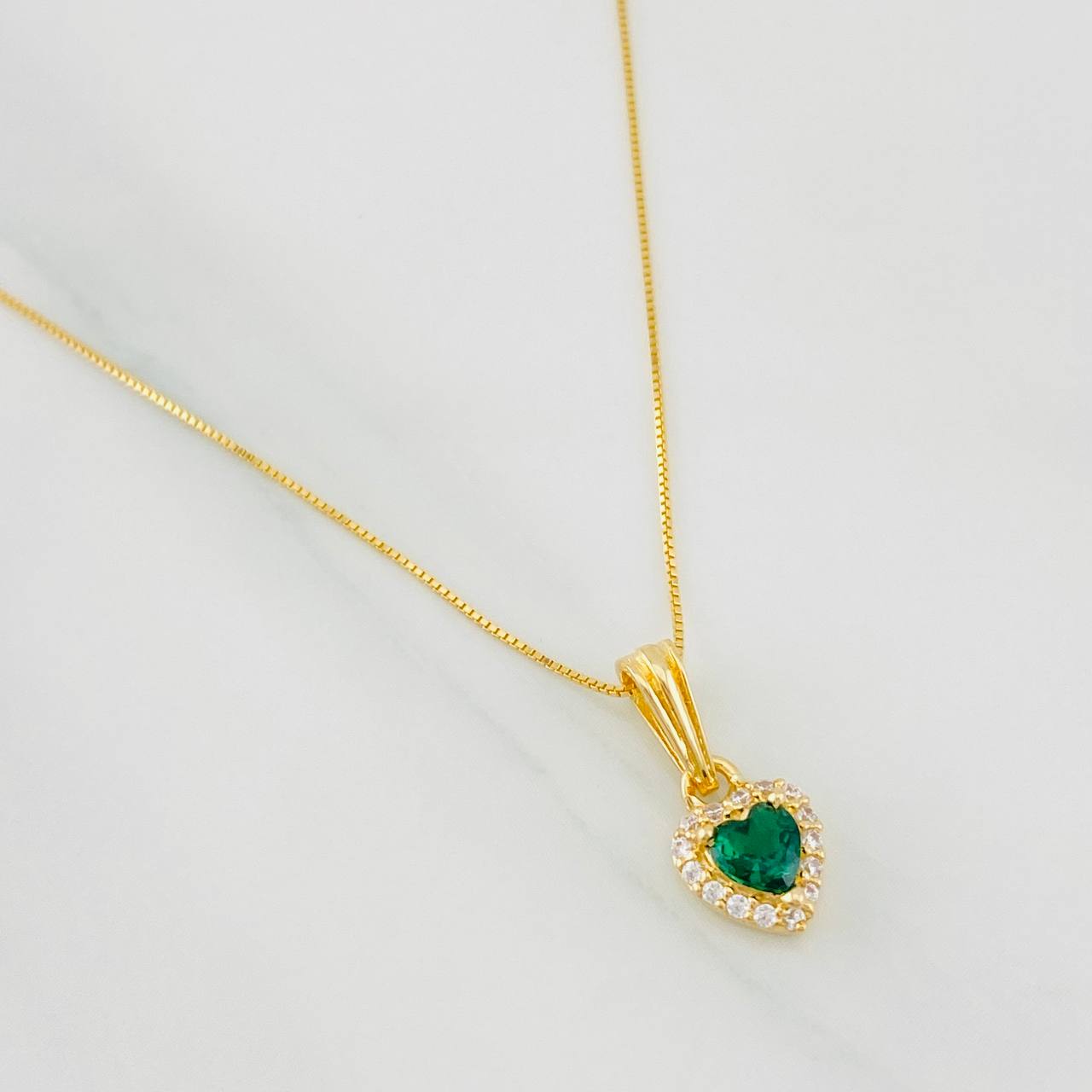 Set Cadena Veneciana + Dije Halo Corazón / 1.8g / 16 in Oro Amarillo 18K