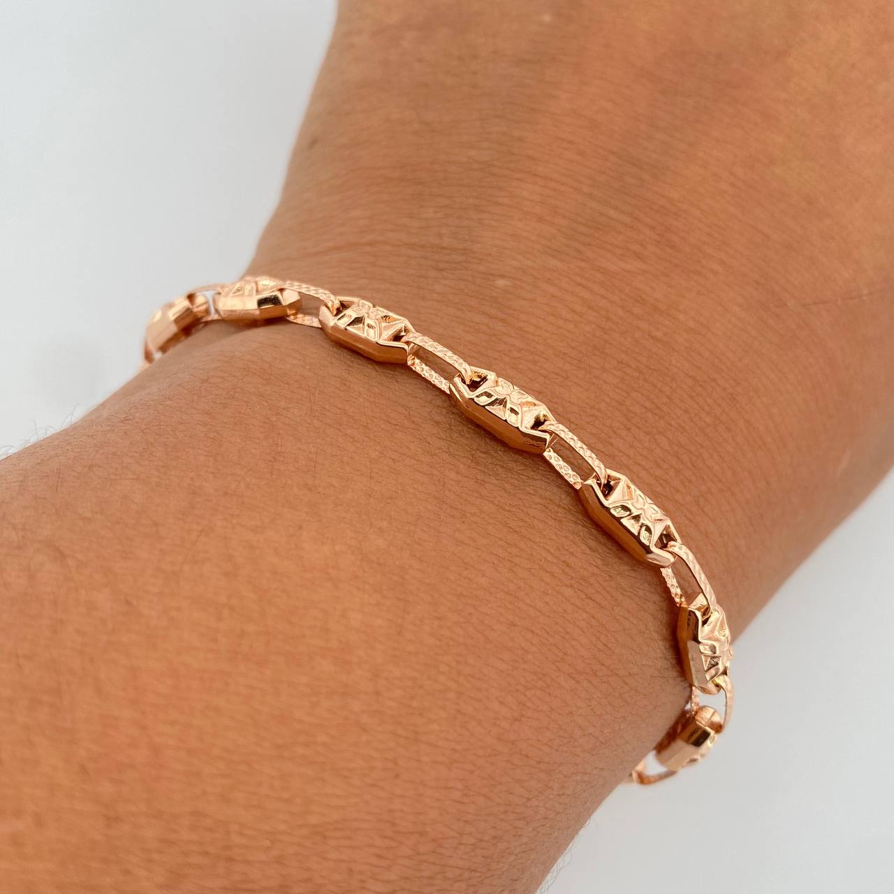 Bracelet Double Equis 5.25gr / 21.9cm / 4.2mm Rose Gold 18K Dotted $