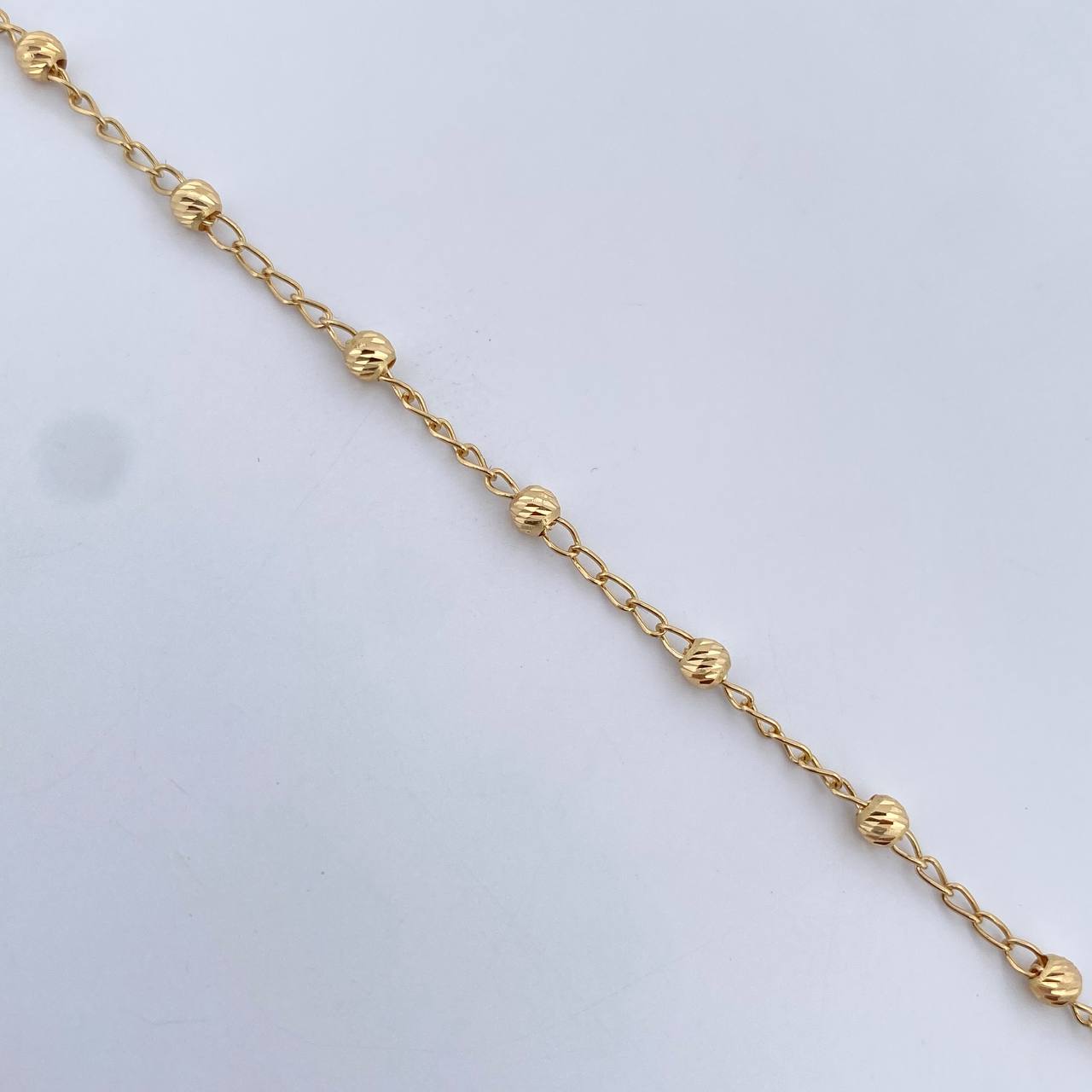 Bracelet Military Type Spike 1.8gr / 18.2cm / 3mm Beads Diamond Cut 18K Yellow Gold $