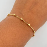 Bracelet Military Type Spike 1.8gr / 18.2cm / 3mm Beads Diamond Cut 18K Yellow Gold $