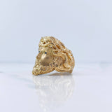 Jesus Face Ring 10.55gr / Size 8 3/4 / Blue Zircons 18K Yellow Gold $