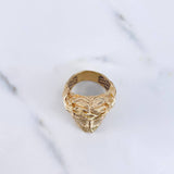 Jesus Face Ring 10.55gr / Size 8 3/4 / Blue Zircons 18K Yellow Gold $