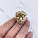 Jesus Face Ring 10.55gr / Size 8 3/4 / Blue Zircons 18K Yellow Gold $