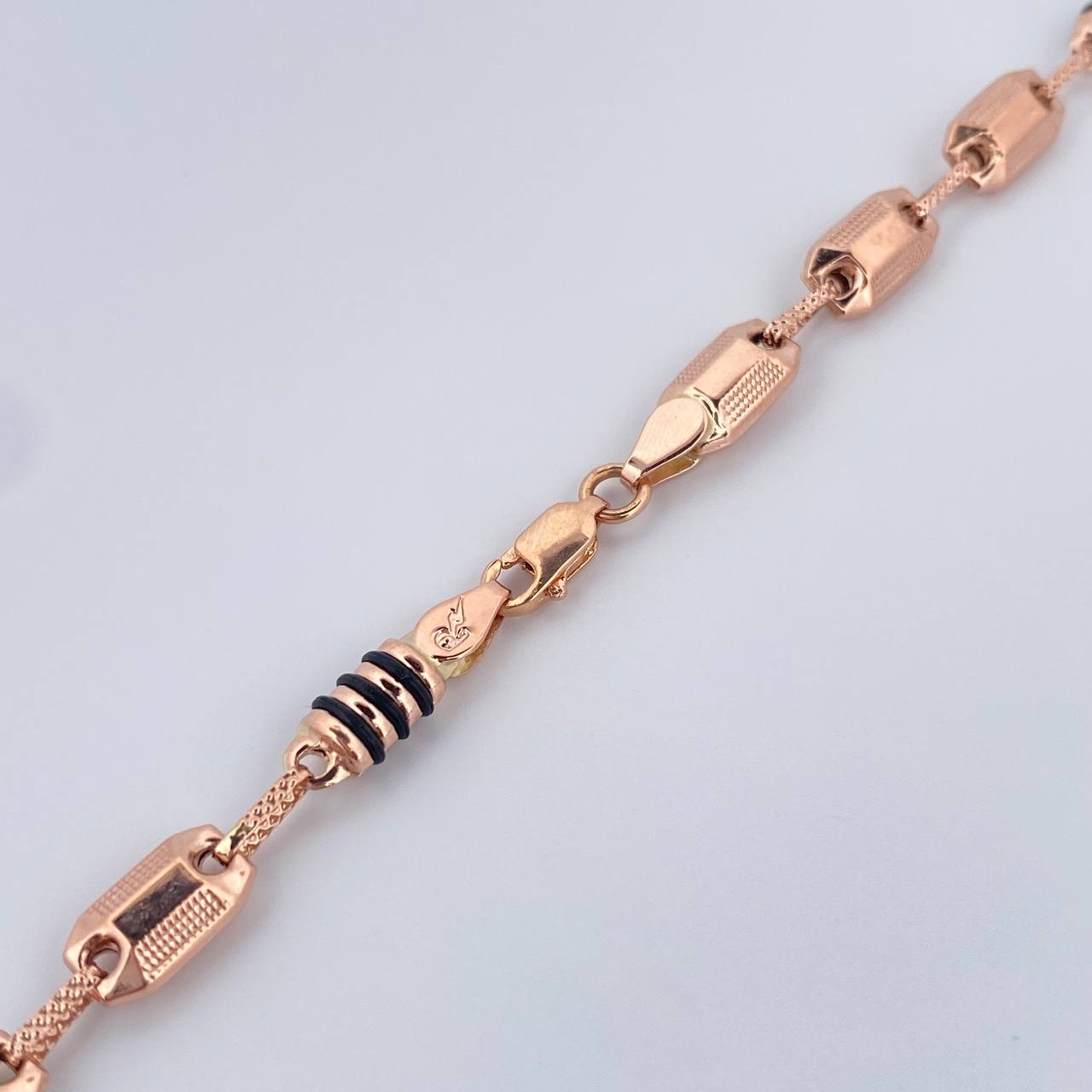 Rustic Chain 14.05gr / 60cm / 5.7mm Black Rubber 18K Rose Gold &