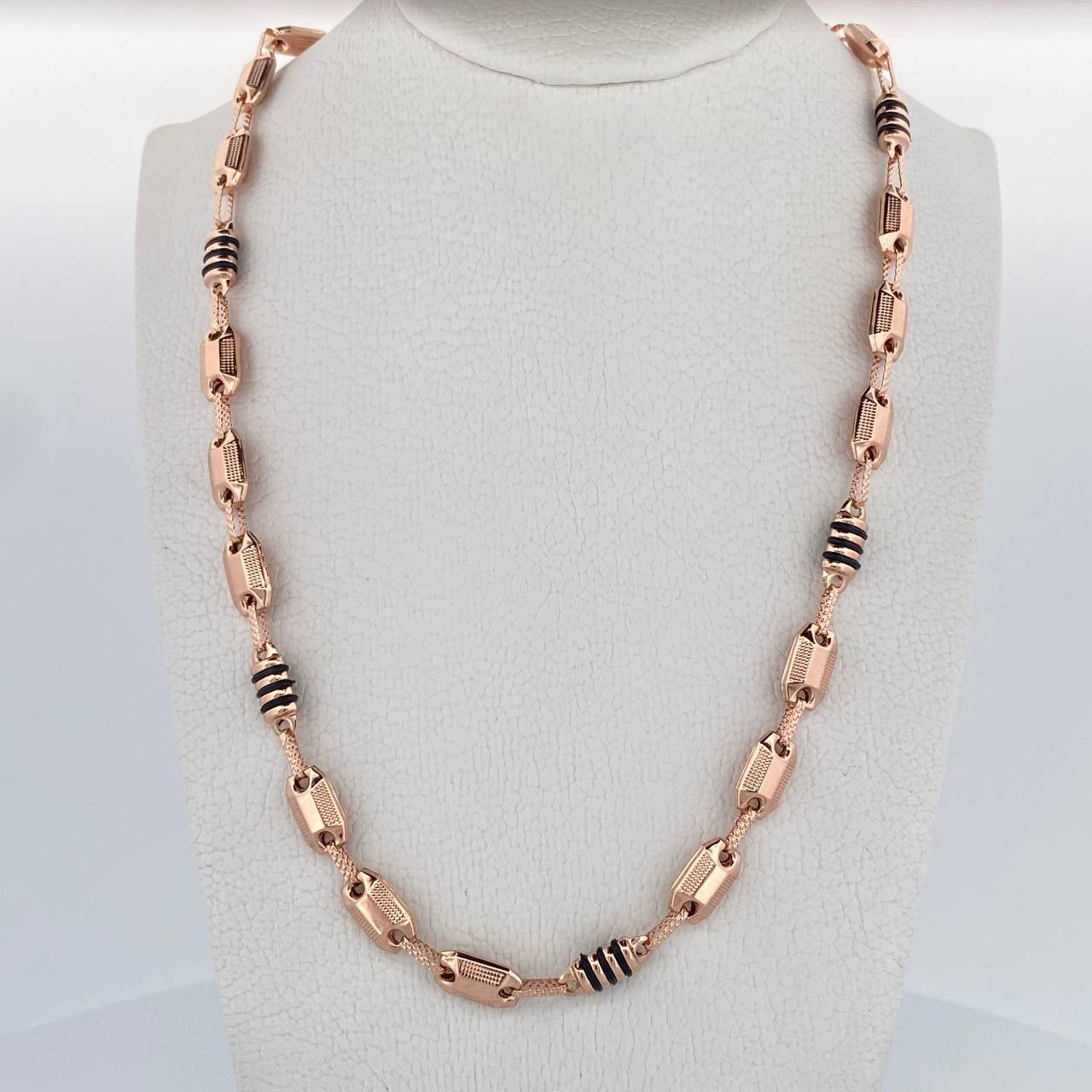 Rustic Chain 14.05gr / 60cm / 5.7mm Black Rubber 18K Rose Gold &