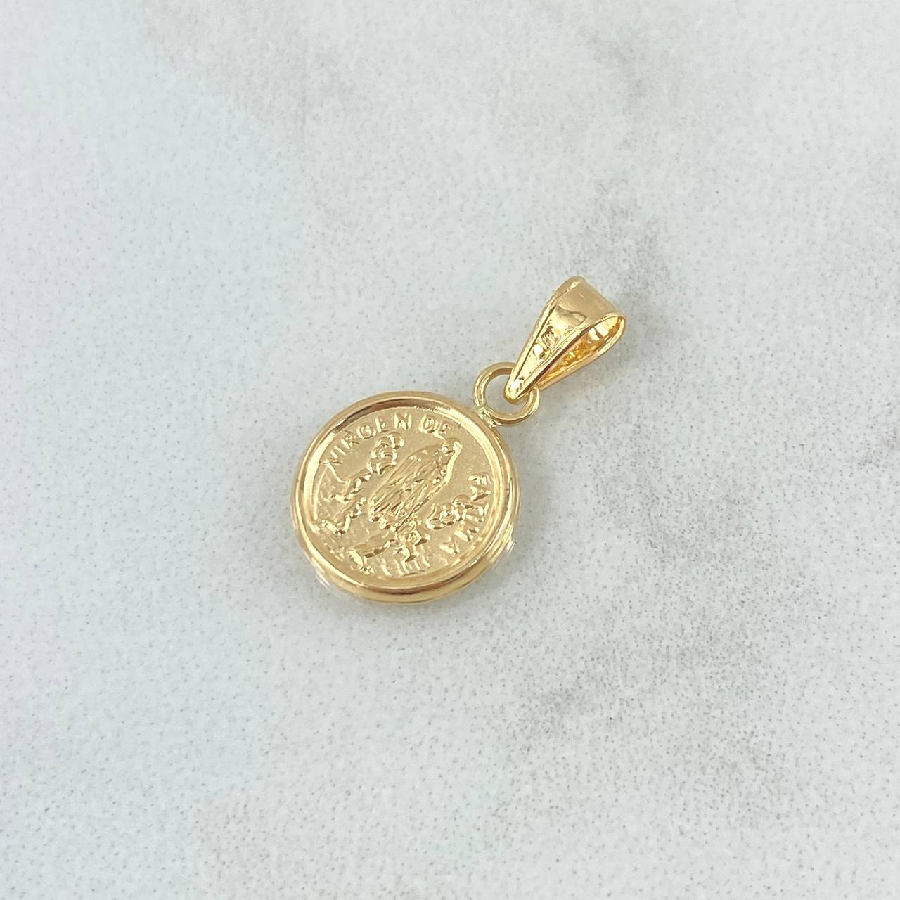 Dije Virgen De Fatima 0.55gr / 1.8cm / Cargador Liso Oro Amarillo 18K *