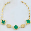 Bracelet GC Clover Green 6.5gr / 7 1/4 in / 18K Yellow Gold Nac.Esp. *