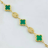 Bracelet GC Clover Green 6.5gr / 7 1/4 in / 18K Yellow Gold Nac.Esp. *