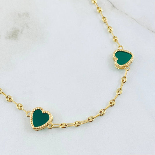Cadena GC Corazón Verde 10.65gr / 19 3/4 in / Oro Amarillo 18K