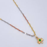 Flower Mirror Chain Set /1.1gr/17.7in/2.0mm + Pendant Clover/0.35gr/0.6in Green Zircon 18K Gold (Offer) $