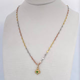 Flower Mirror Chain Set /1.1gr/17.7in/2.0mm + Pendant Clover/0.35gr/0.6in Green Zircon 18K Gold (Offer) $