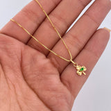 Venetian Chain Set /1.85gr/45 cm /0.3 mm + Clover Pendant /0.35gr/1cm Green Zircon 18K Gold (Offer) $