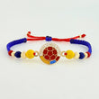 Pulsera Tejida Tricolor Escudo Selección Bolas Diamantadas 3Mm- 4Mm-5Mm / 6 Und Oro Amarillo 18K