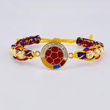 Tricolor Woven Bracelet Shield Selection Diamond Cut Beads 6Mm / 6 Units Yellow Gold 18K