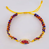 Tricolor Woven Bracelet Shield Selection Diamond Cut Beads 6Mm / 6 Units Yellow Gold 18K