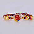 Pulsera Tejida Tricolor Escudo Selección Bolas Diamantadas 5Mm - 6Mm / 6 Und Oro Amarillo 18K