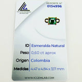 Pulsera Tejida Negra 6 Balines 4mm Cubo Esmeralda 60pts Oro Amarillo 18K