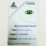Pulsera Tejida Café 6 Balines 5mm Cubo Esmeralda 60pts Oro Amarillo 18K