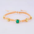 Pink Woven Bracelet 4 6mm Beads Emerald Cube 60pts Yellow Gold 18K