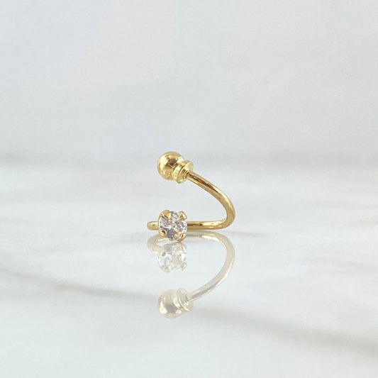 Piercing Espiral Chispa 0.5gr / 1cm / 3mm Circon Blanco Rosca Bola Oro Amarillo 18K (Joya)