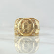 Cross Ring Face of Christ 10.5gr / Size 9 1/2 / Textured White Zircons 18K Yellow Gold ©