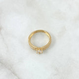 Ring Solitaire Double Track 2.55gr / T5 1/2 / White Zircons 18K Yellow Gold ©