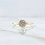 Anillo Solitario Atalaya Circular 1.55gr / T7 / Circon Blanco Oro Amarillo 18K ©