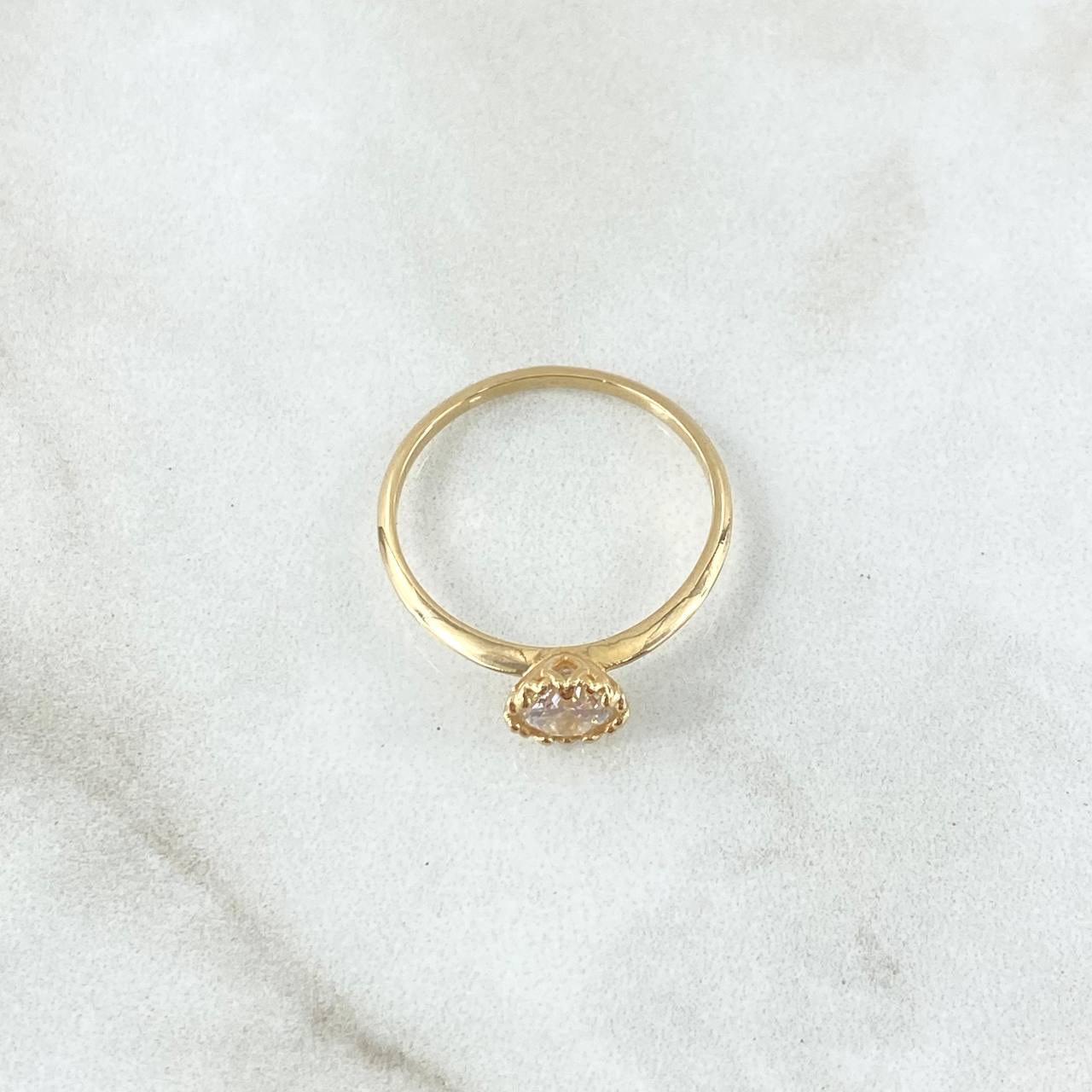 Anillo Solitario Atalaya Circular 1.55gr / T7 / Circon Blanco Oro Amarillo 18K ©