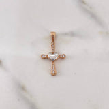 Pendant Heart Cross 2gr / 2.8cm / White Zircons Two-tone 18K White and Rose Gold &