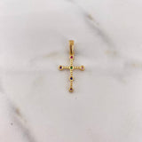 Pendant Cross 1.25gr / 3cm / Colored Zircons 18K Yellow Gold &