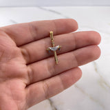 Pendant Cruz Tunica 1.1gr / 2.6cm / White Zirconia Two-tone Yellow White 18K #