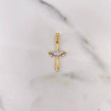 Pendant Cruz Tunica 1.1gr / 2.6cm / White Zirconia Two-tone Yellow White 18K #