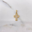 Dije Cruz 1.35gr / 2.3cm / Circones Blancos Oro Amarillo 18K #