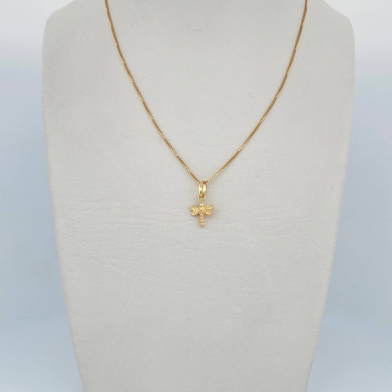 Set Cadena Veneciana 1.85gr/45cm/0.7mm+ Dije Libelula 0.35gr/1.4cm Troquelado Oro 18K (Oferta) &