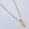 Set Cadena Flor Espejo 1.2gr/50cm/1.8mm + Dije Cruz Cristo 0.5gr/1.5cm Diamantado Oro 18K (Oferta) &