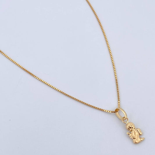Set Venetian Chain 1.8gr/45cm/0.7mm + Pendant 0.3gr/1.4cm Stamped 18K Gold (Offer) &