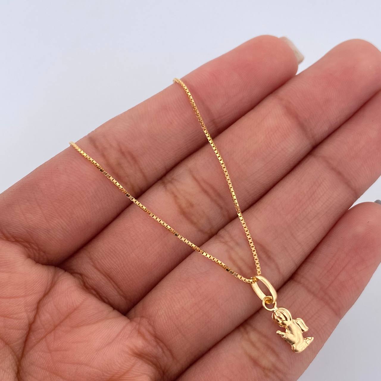 Set Cadena Veneciana 1.8gr/45cm/0.7mm + Dije Angel 0.3gr/1.4cm Troquelado Oro 18K (Oferta) &