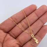 Set Cadena Veneciana 1.8gr/45cm/0.7mm + Dije Angel 0.3gr/1.4cm Troquelado Oro 18K (Oferta) &