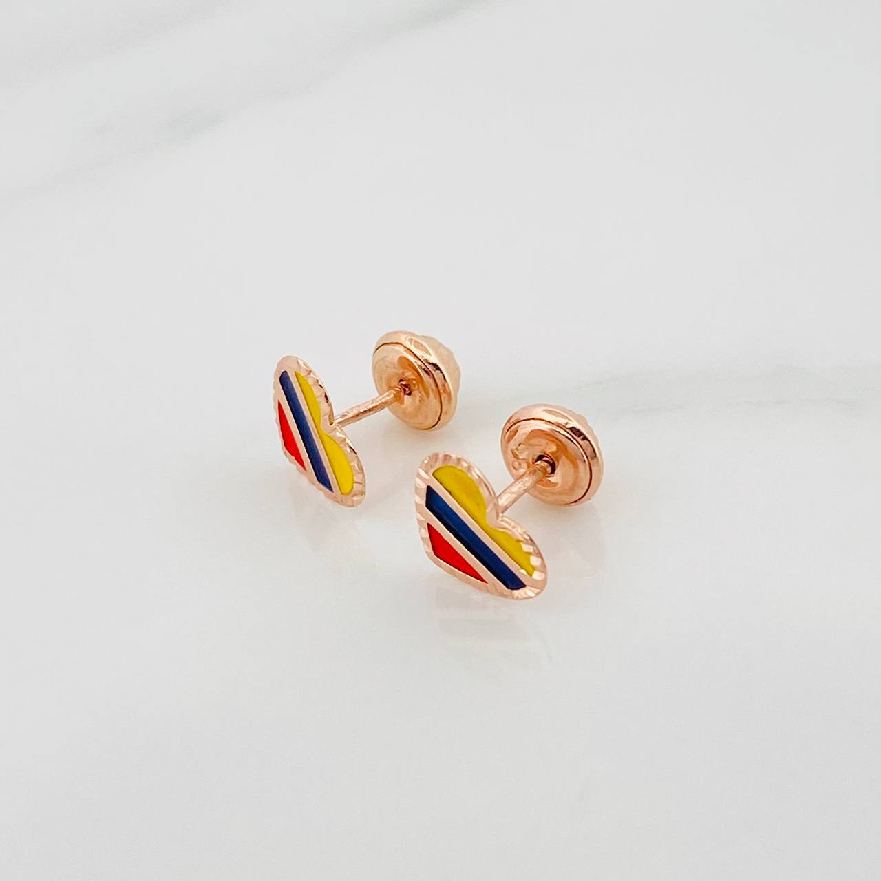 Topos Corazón Tricolor 0.7 g / in / 8 mm Oro Rosa 18K